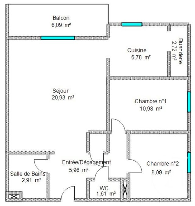 Appartement T3 à vendre - 3 pièces - 59.98 m2 - MONTPELLIER - 34 - LANGUEDOC-ROUSSILLON - Century 21 Granié Immobilier