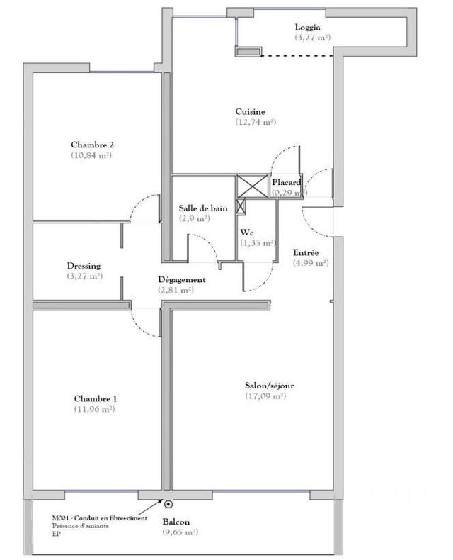 Appartement T3 à vendre - 3 pièces - 68.24 m2 - MONTPELLIER - 34 - LANGUEDOC-ROUSSILLON - Century 21 Granié Immobilier