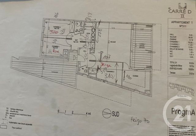 Appartement T4 à vendre - 4 pièces - 108.32 m2 - MONTPELLIER - 34 - LANGUEDOC-ROUSSILLON - Century 21 Granié Immobilier