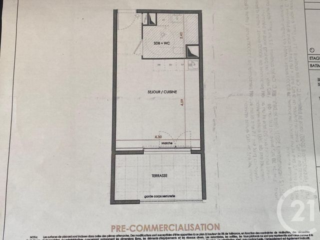 Appartement F1 à louer - 1 pièce - 29.1 m2 - MONTPELLIER - 34 - LANGUEDOC-ROUSSILLON - Century 21 Granié Immobilier