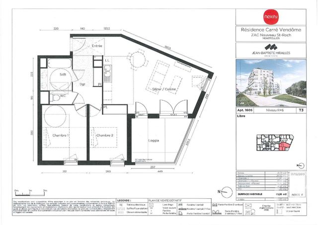 Appartement F3 à louer - 3 pièces - 65.38 m2 - MONTPELLIER - 34 - LANGUEDOC-ROUSSILLON - Century 21 Granié Immobilier